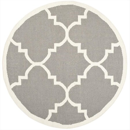 Safavieh 6 x 6 ft. Round- Contemporary Dhurries Grey And Ivory Flatweave Rug DHU633B-6R